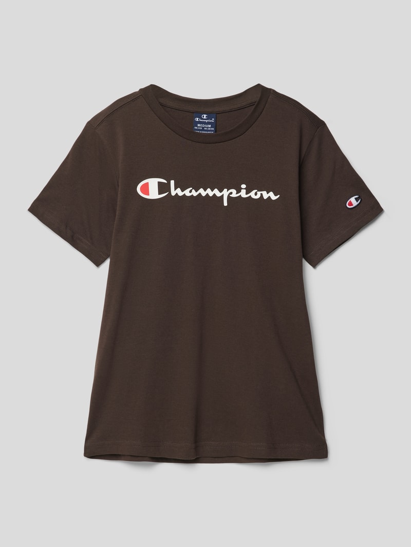 T-Shirt mit Logo-Print in schokobraun