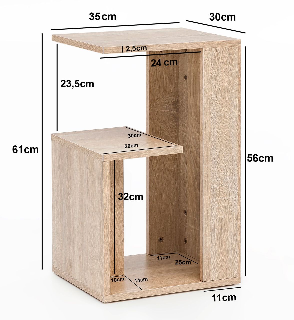 Wohnling Beistelltisch Holz Anstelltisch Couchtisch Klein Sofatisch Sonoma