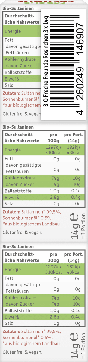 Kindersnack Rosinchen (3x14 g), 42 g