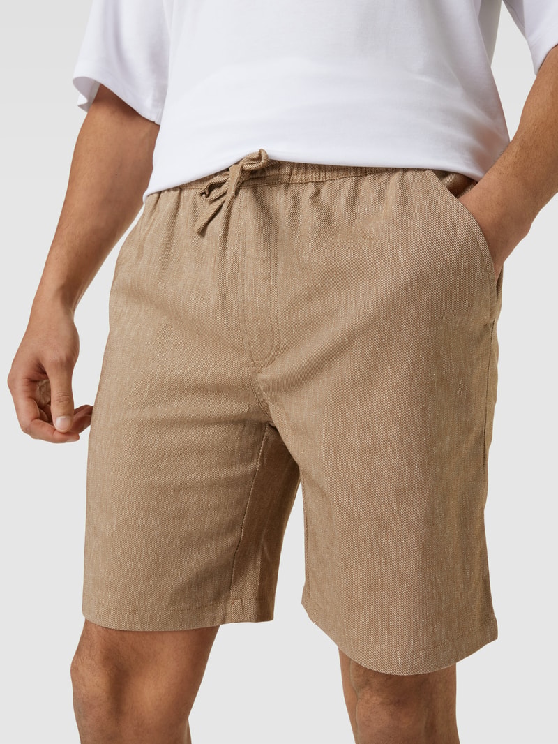 Bermudas mit Leinen-Anteil in hellbraun