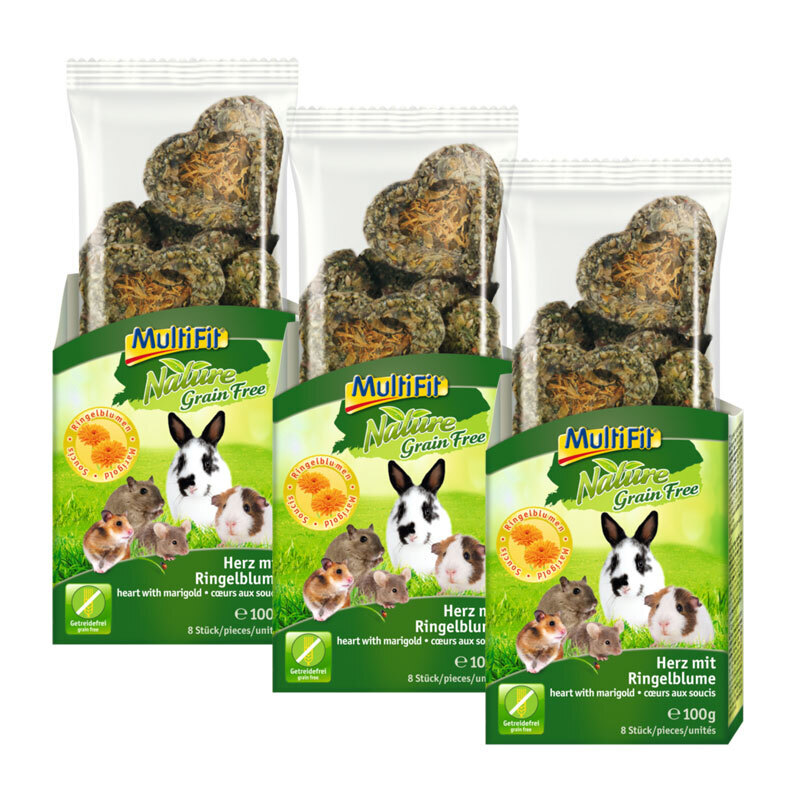 MultiFit Snacks MultiFit Grain Free Snacks 3x100g Herz mit Ringelblume
