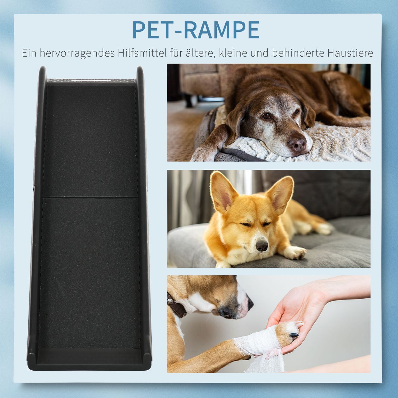 PawHut Hunderampe, Hundeautorampe, klappbare Haustierrampe, 155 x 39 x 14 cm