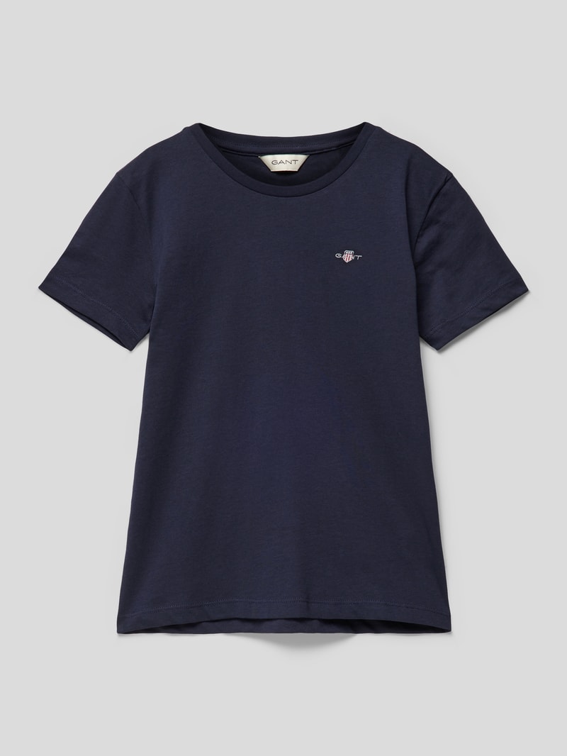 T-Shirt mit Logo-Stitching Modell 'SHIELD' in blau