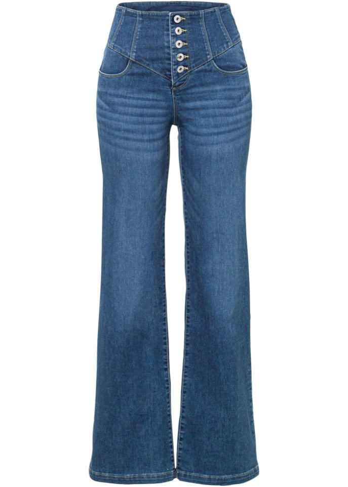Schlagjeans Highwaist mit recyceltem Polyester