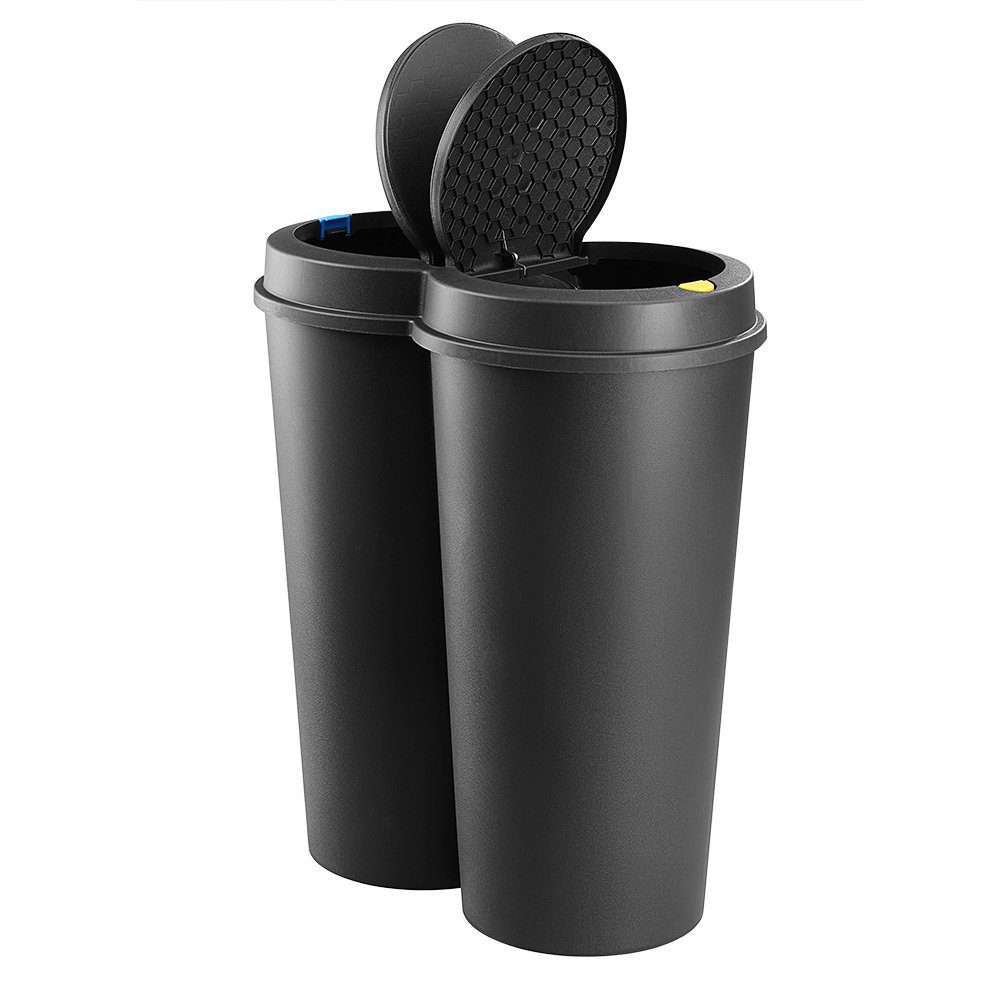 Deuba Mülleimer Duo Bin, 50 L 2fach Trennsystem 2x25 L Küche Abfalleimer Müllbehälter