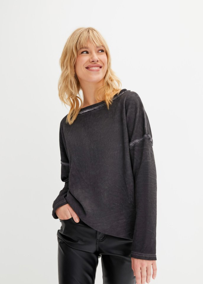 Sweatshirt im Used-Look mit Rückenausschnitt