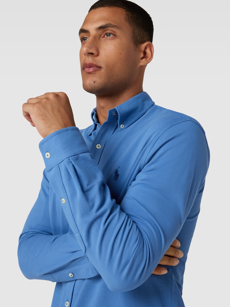 Slim Fit Freizeithemd mit Button-Down-Kragen in bleu
