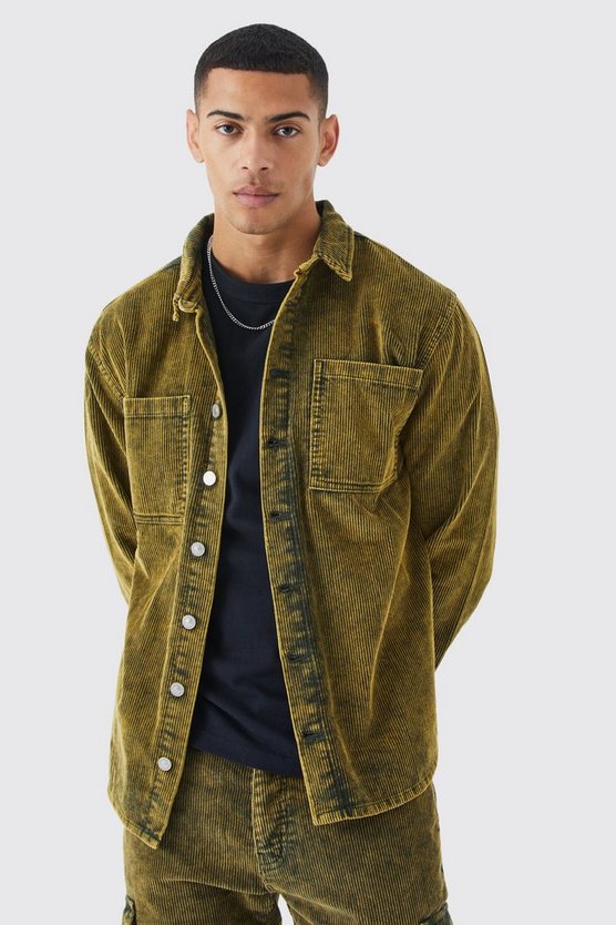 Cord-Overshirt mit Acid-Waschung