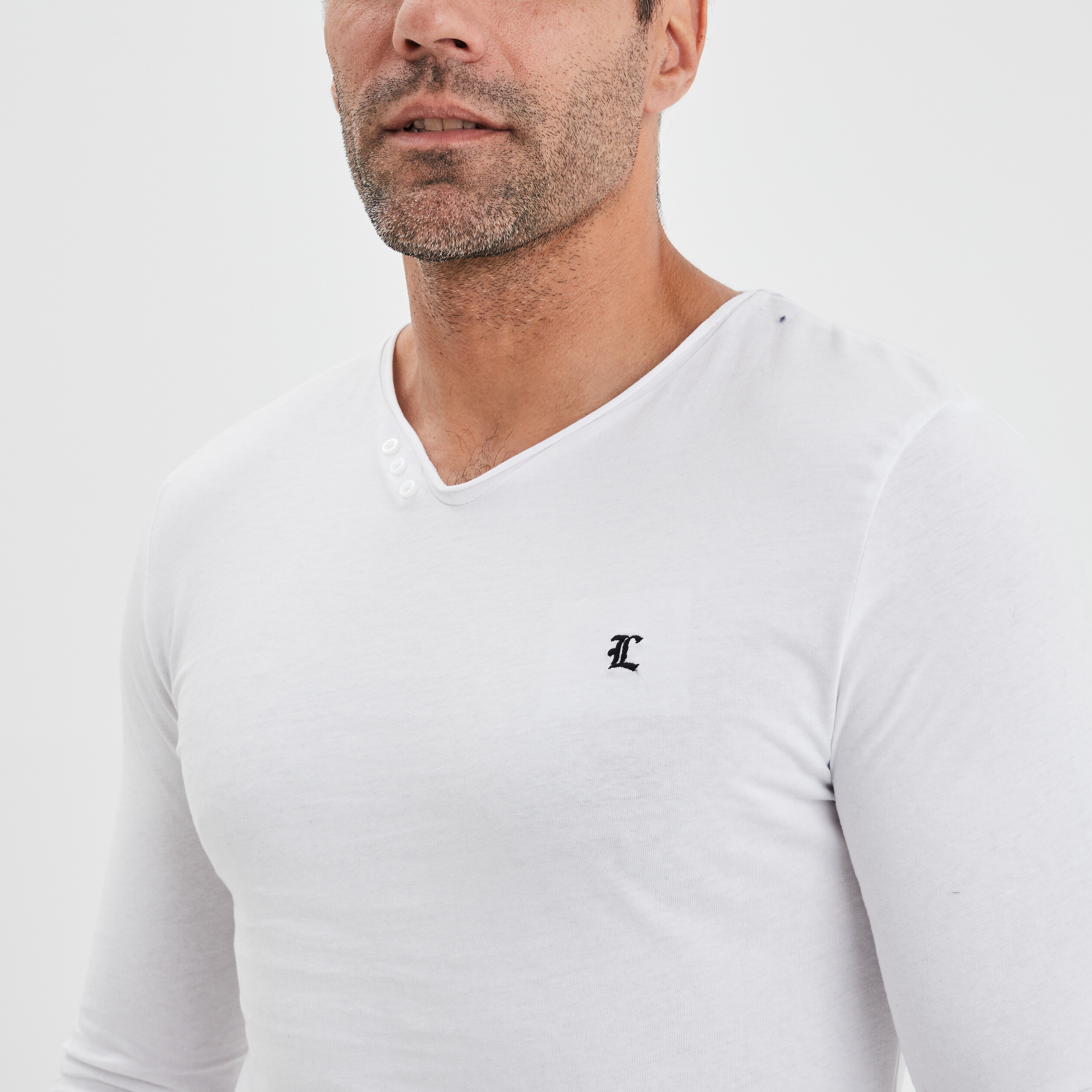 T-shirt manches longues Liberto blanc homme | La Halle