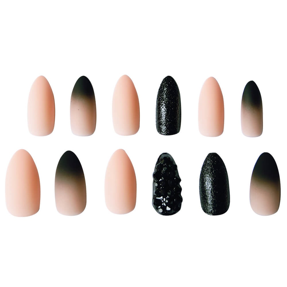 Ardell Nail Addict Black Stud & Pink Ombre Faux-ongles prêt à poser Ardell avec accessoires