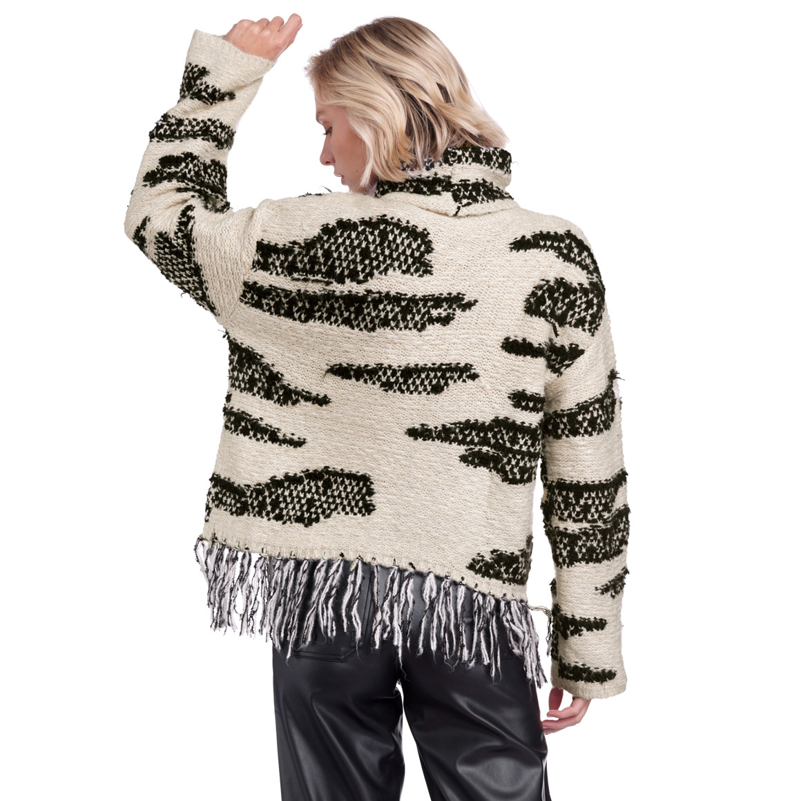 Damen Strickpullover mit Fransen