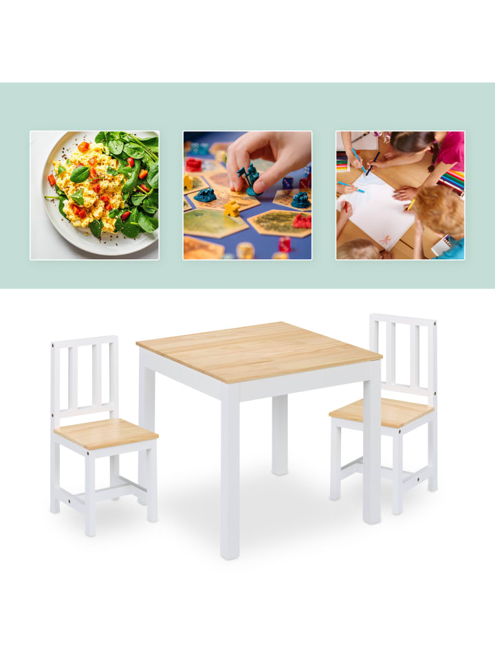 relaxdays 3-tlg. Kindersitzgruppe in Weiß/ Natur günstig kaufen onesize