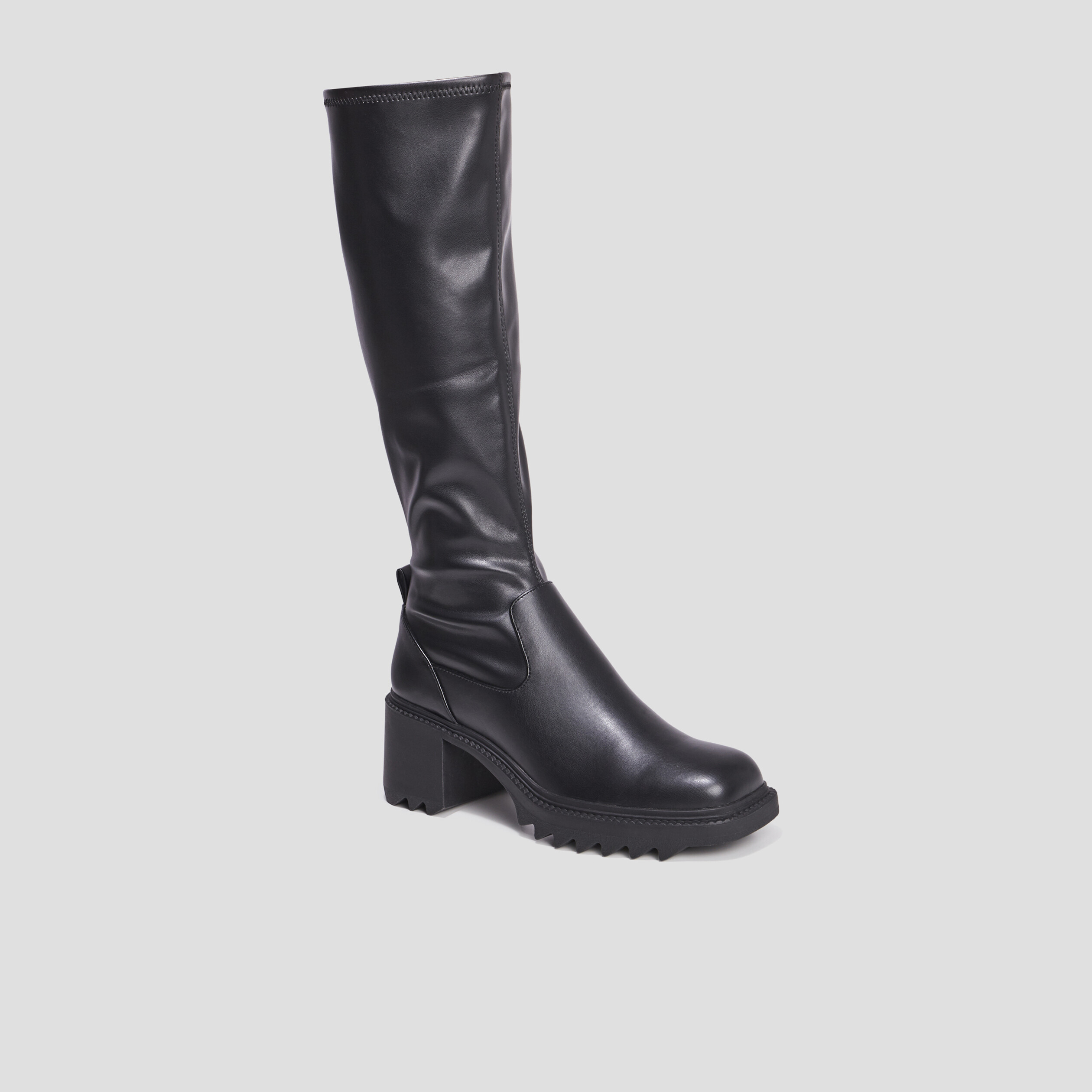 Bottes hautes semelles chunky noir femme | La Halle