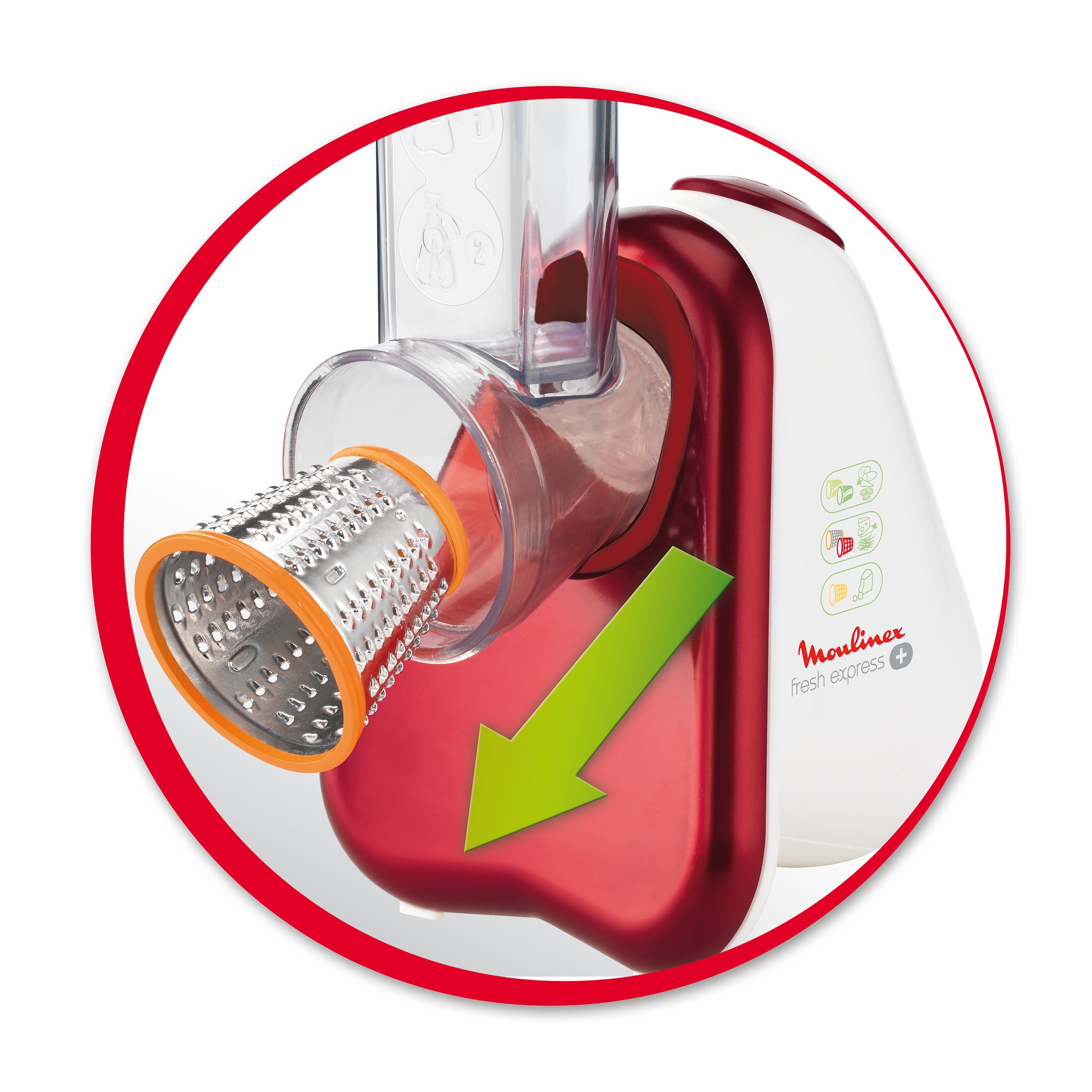 Moulinex Zerkleinerer Fresh Express Plus DJ756G elektrische Reibe 200 Watt, 2000 W