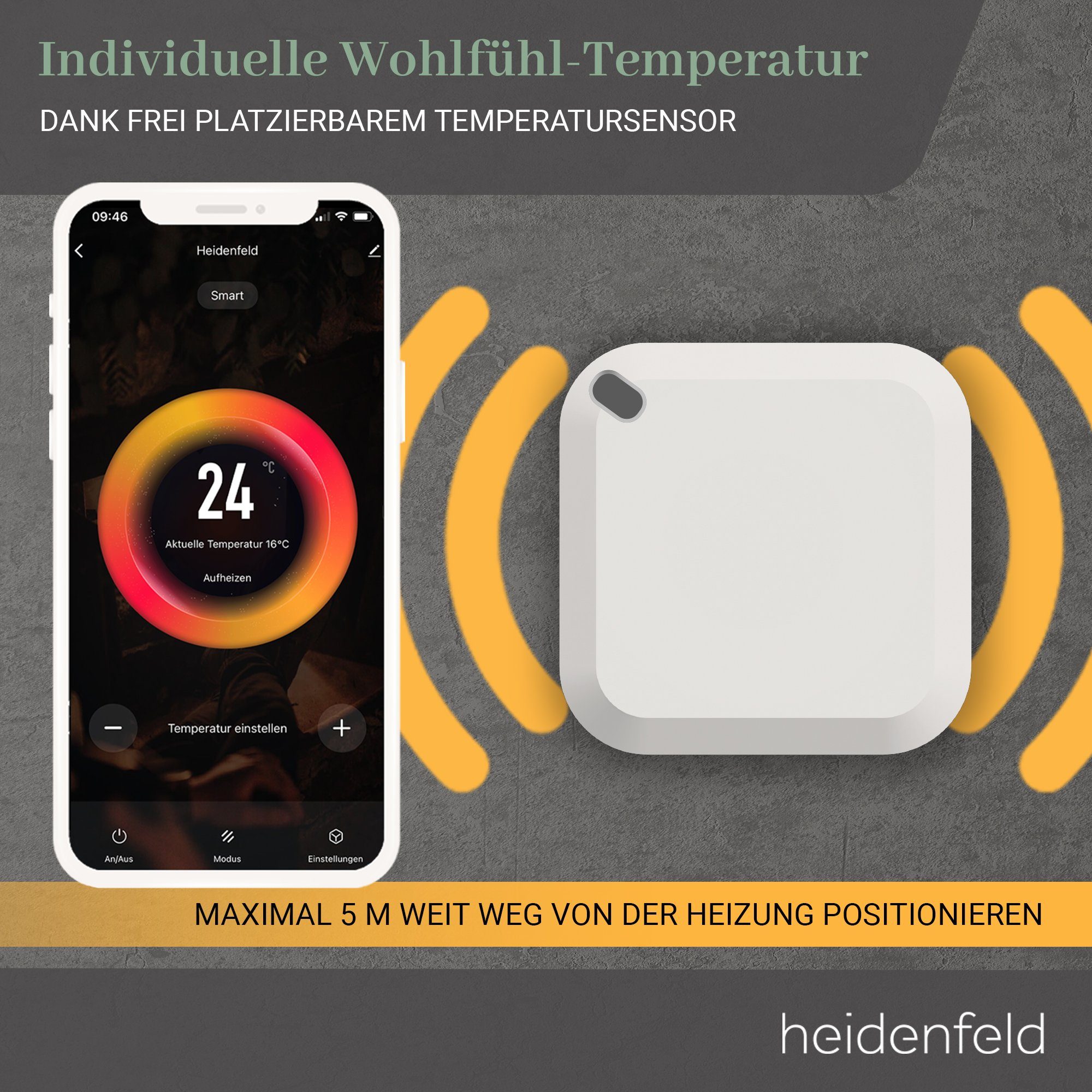 Heidenfeld Infrarotheizung 300 - 1200 W Wand Elektroheizung HF-HP100-2 - 10 J. Garantie, App-Steuerung - Infrarot Wandheizung Heizkörper Elektroheizkörper