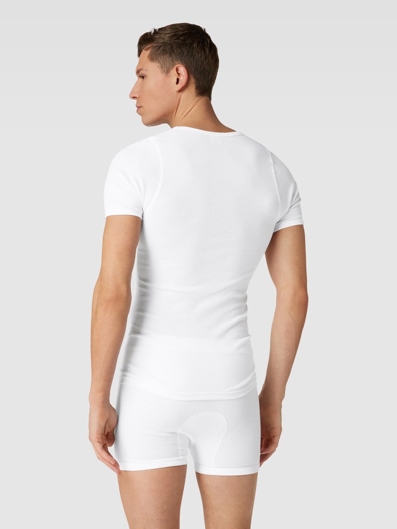 T-Shirt in Ripp-Optik in weiß