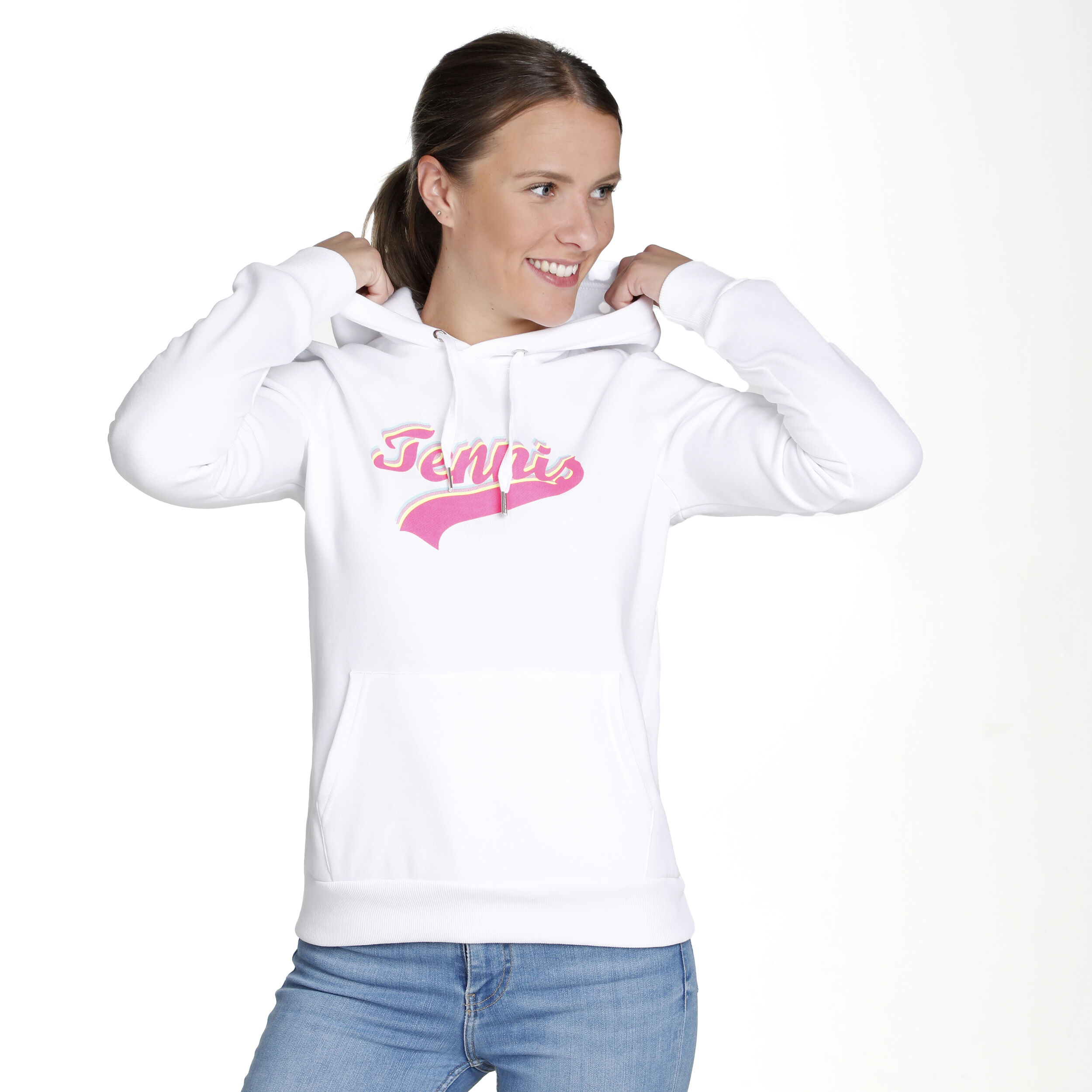Tennis Signature Hoody Damen - Weiß, Mehrfarbig