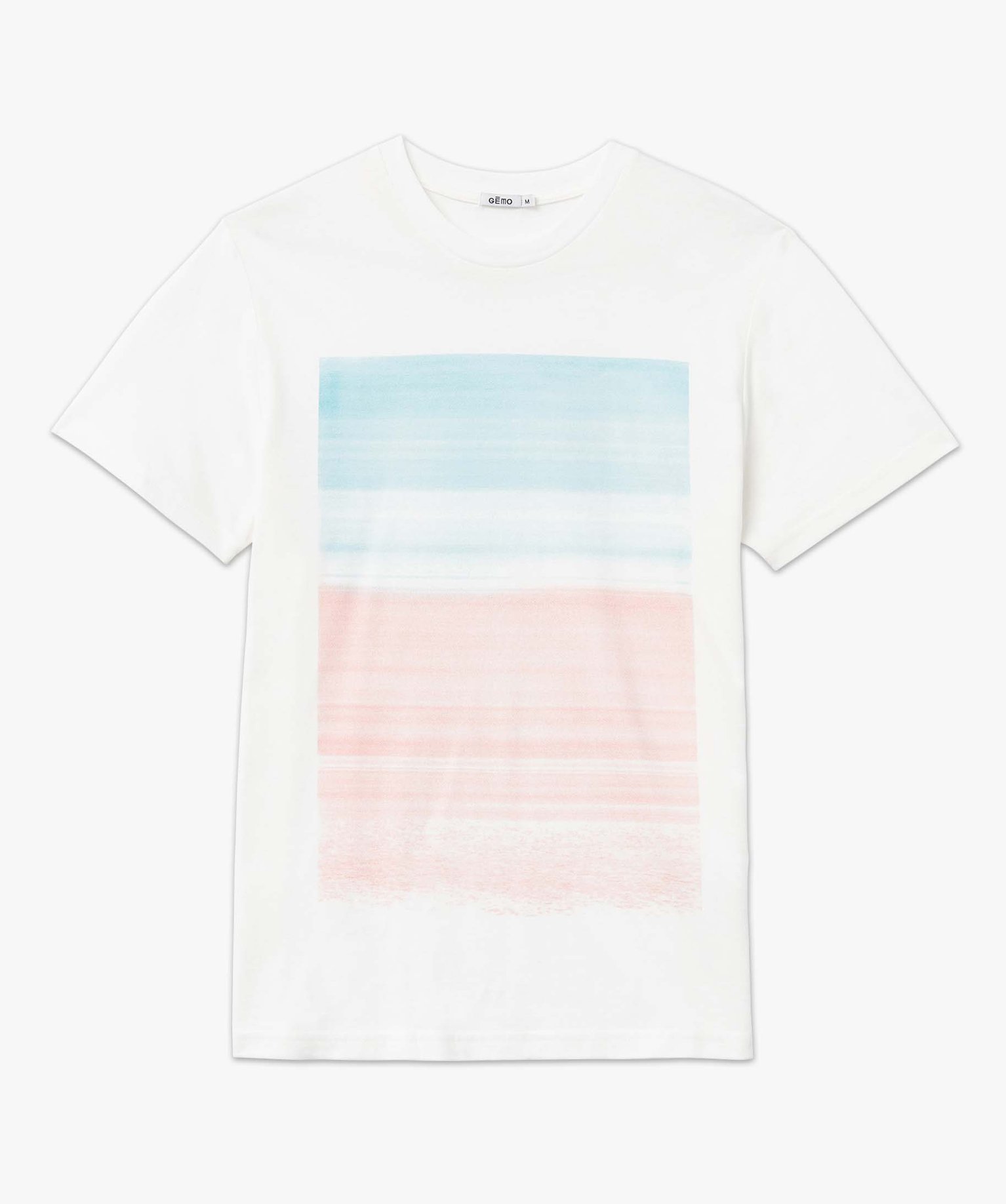 Tee-shirt homme à manches courtes motif abstrait pastel blanc | GEMO