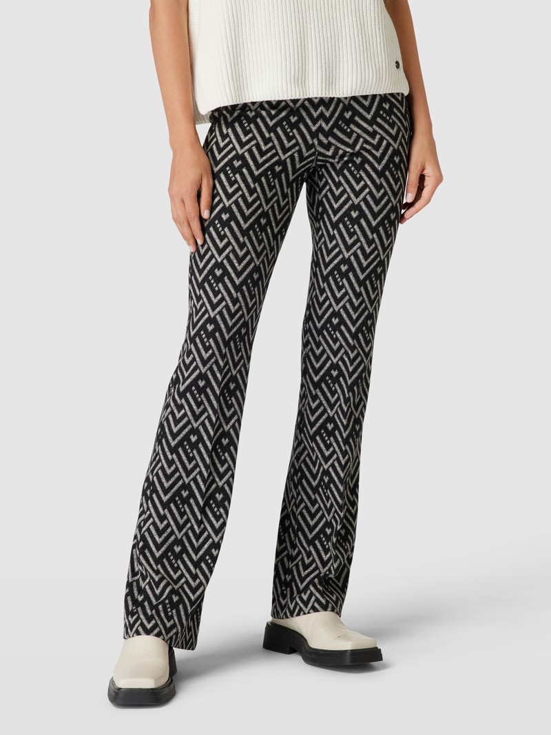 Flared Schlupfhose mit grafischem Muster in schwarz