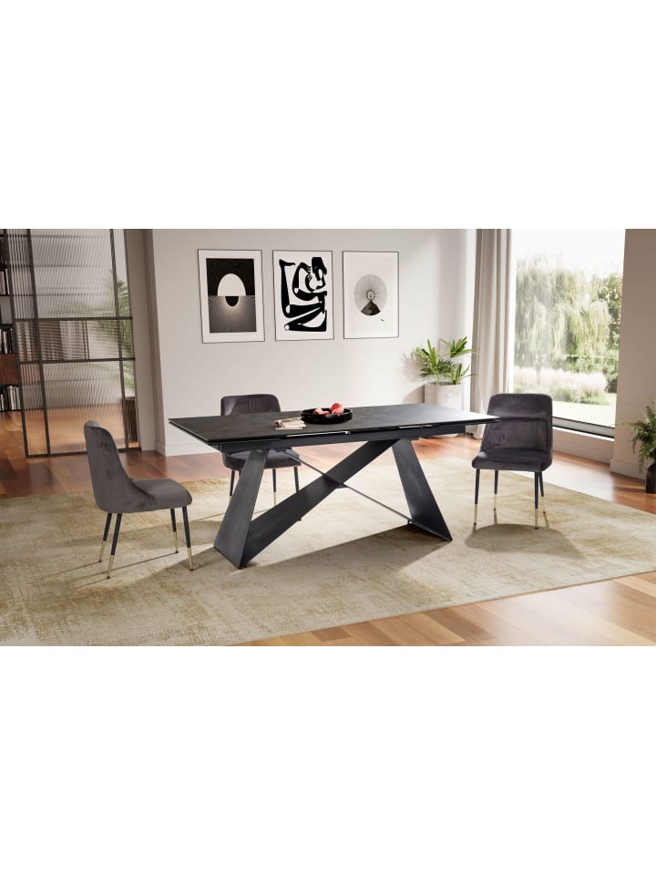 KADIMA DESIGN Esszimmertisch 180 - 260 cm Ausziehbar Keramik Glas , in Schwarz günstig kaufen onesize
