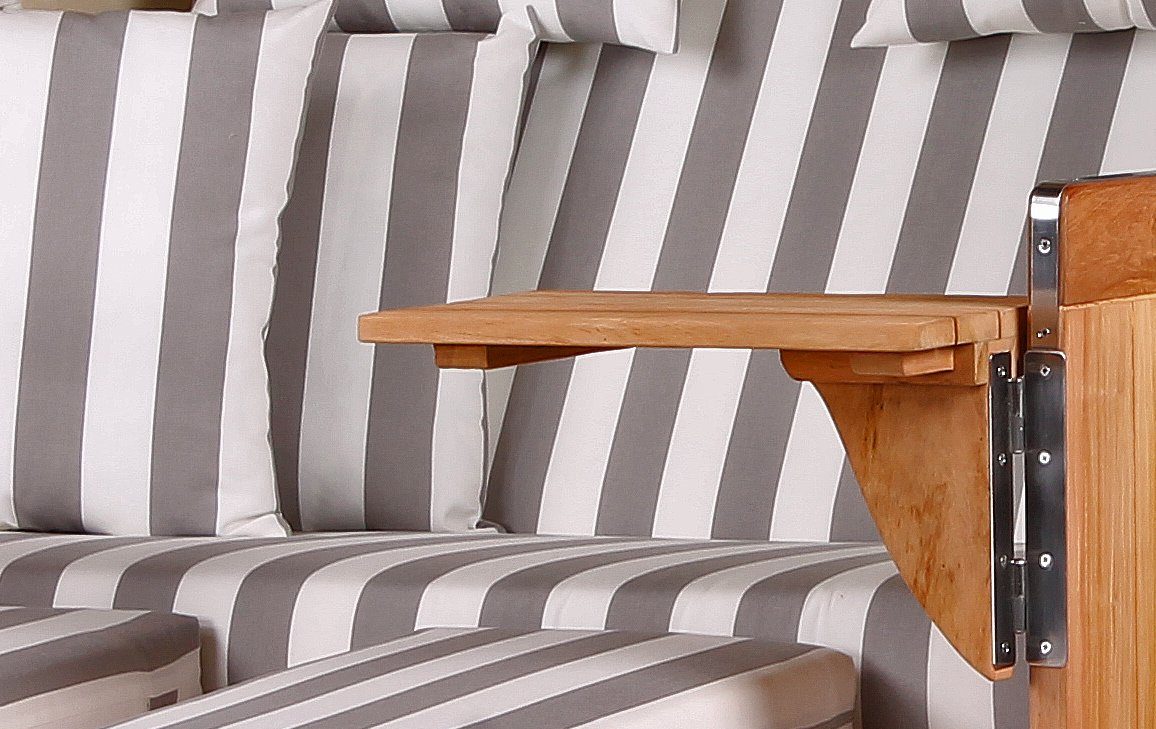 bene living Strandkorb Königssee 2,5-Sitzer Teak - PE shell - Modell 513, BxTxH: 142x95x170 cm, Volllieger ca. 175 Grad, Ostsee-Strandkorb, inkl. Liftersystem und Bullaugen