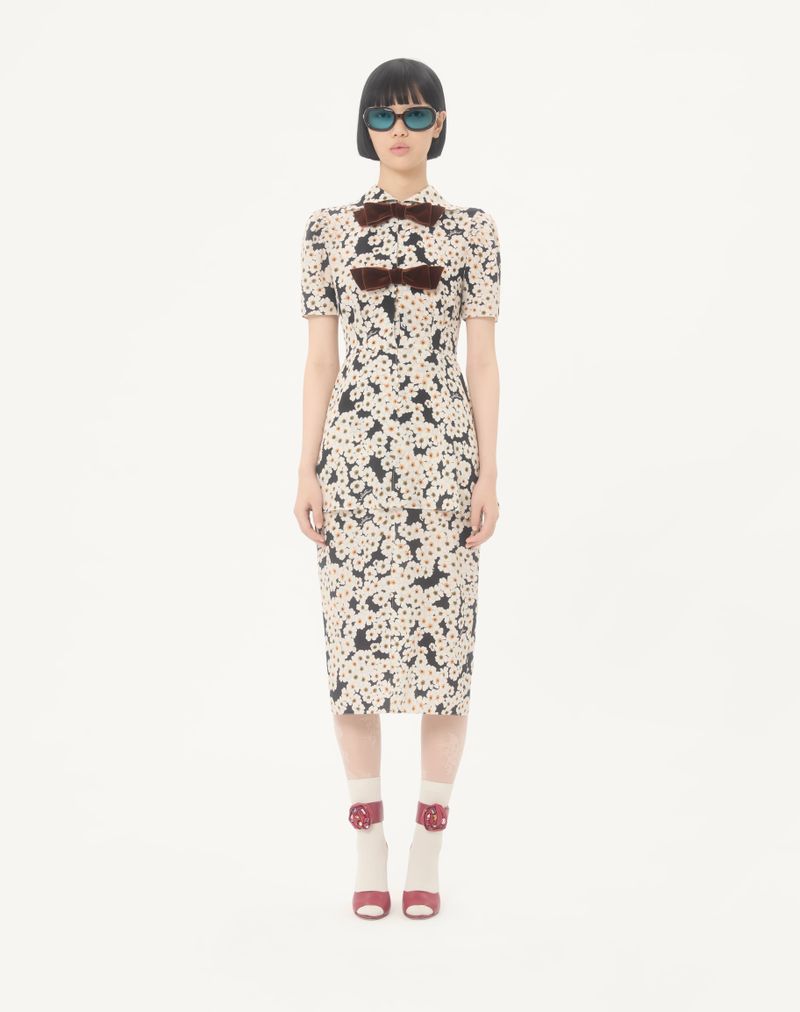 Apres L'hiver Vestido Midi Crepe De Chine Estampado Primula