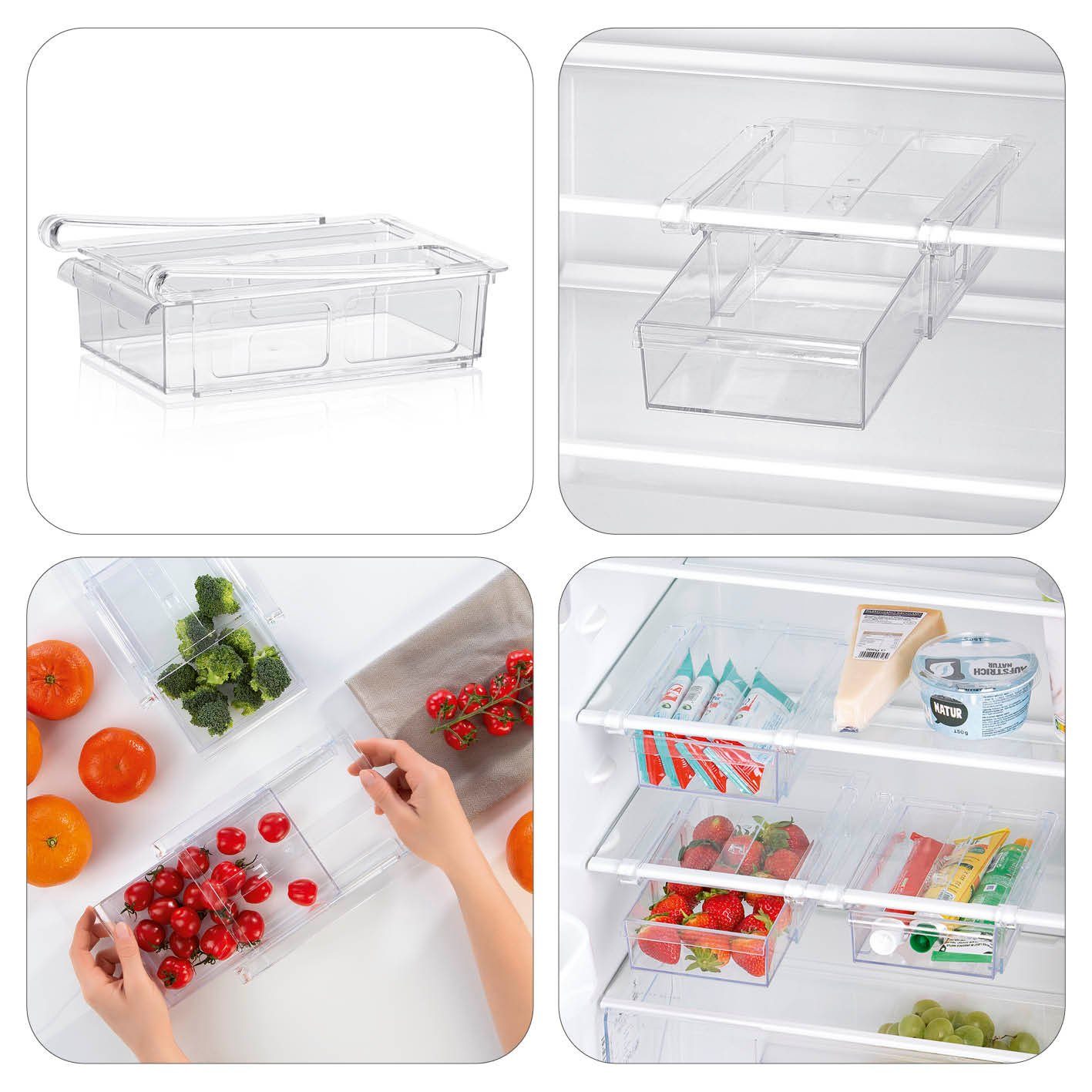 GOURMETmaxx Montagezubehör Kühlschrank Klemm-Schublade für Kühlschrank 3er-Set - transparent (3 St)