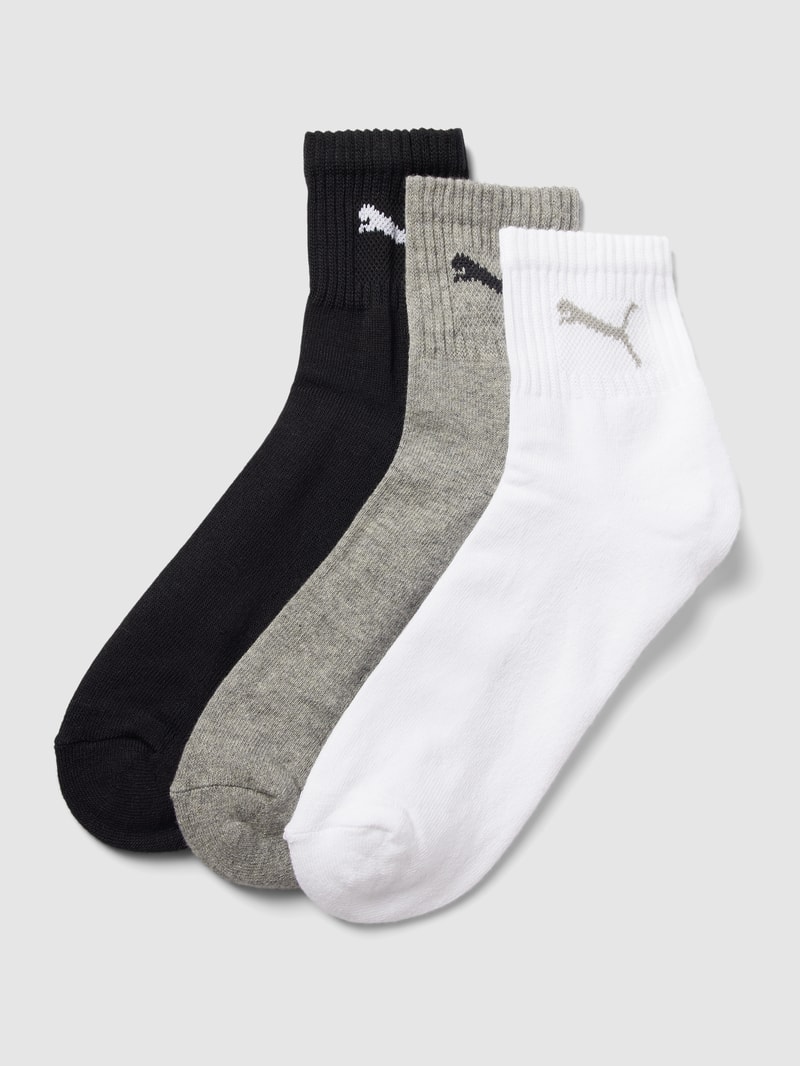 Socken mit Label-Detail im 3er-Pack Modell 'SHORT CREW' in mittelgrau