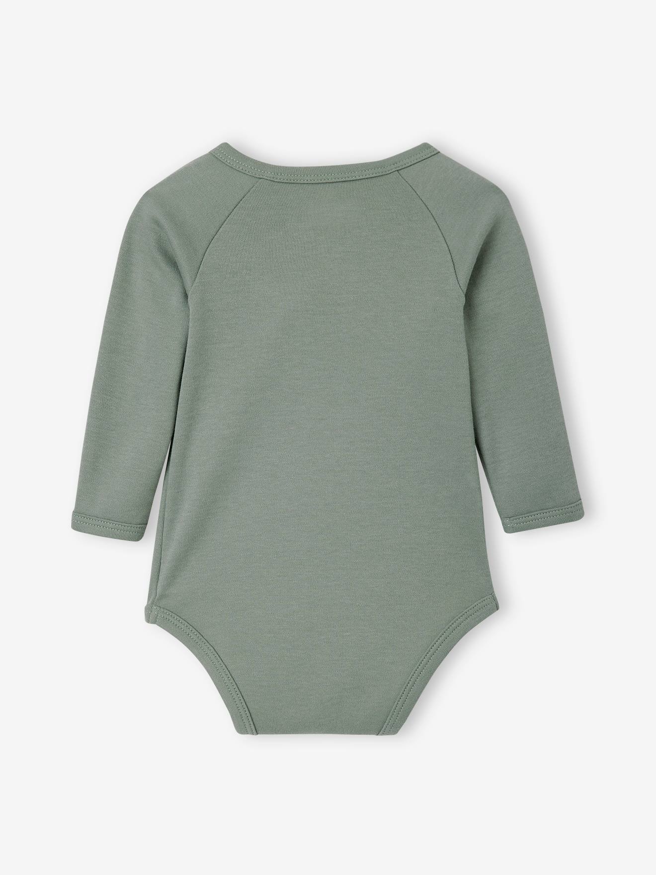 Lot de 5 bodies manches longues bébé ouverture naissance vert d'eau