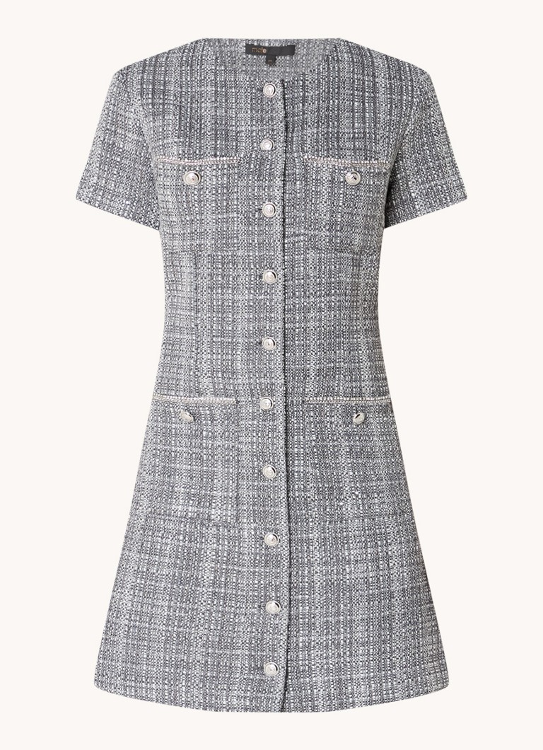 Maje Mini dress with tweed look and rhinestones