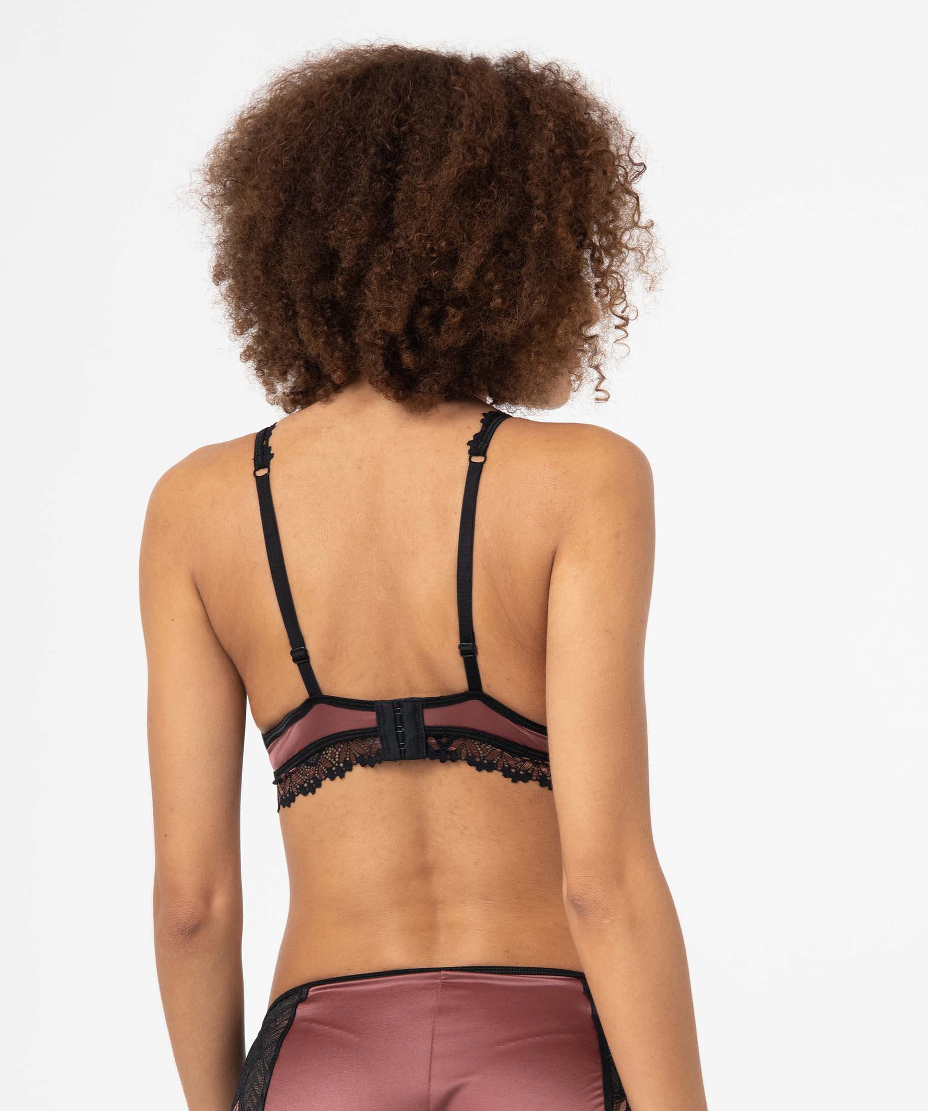 Soutien-gorge triangle en matière satinée et dentelle multicolore | GEMO