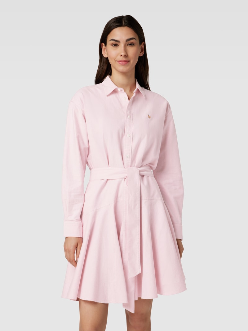 Knielanges Kleid mit Label-Stitching in pink
