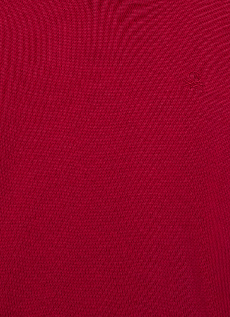Pulover Benetton din tricot fin cu logo brodat