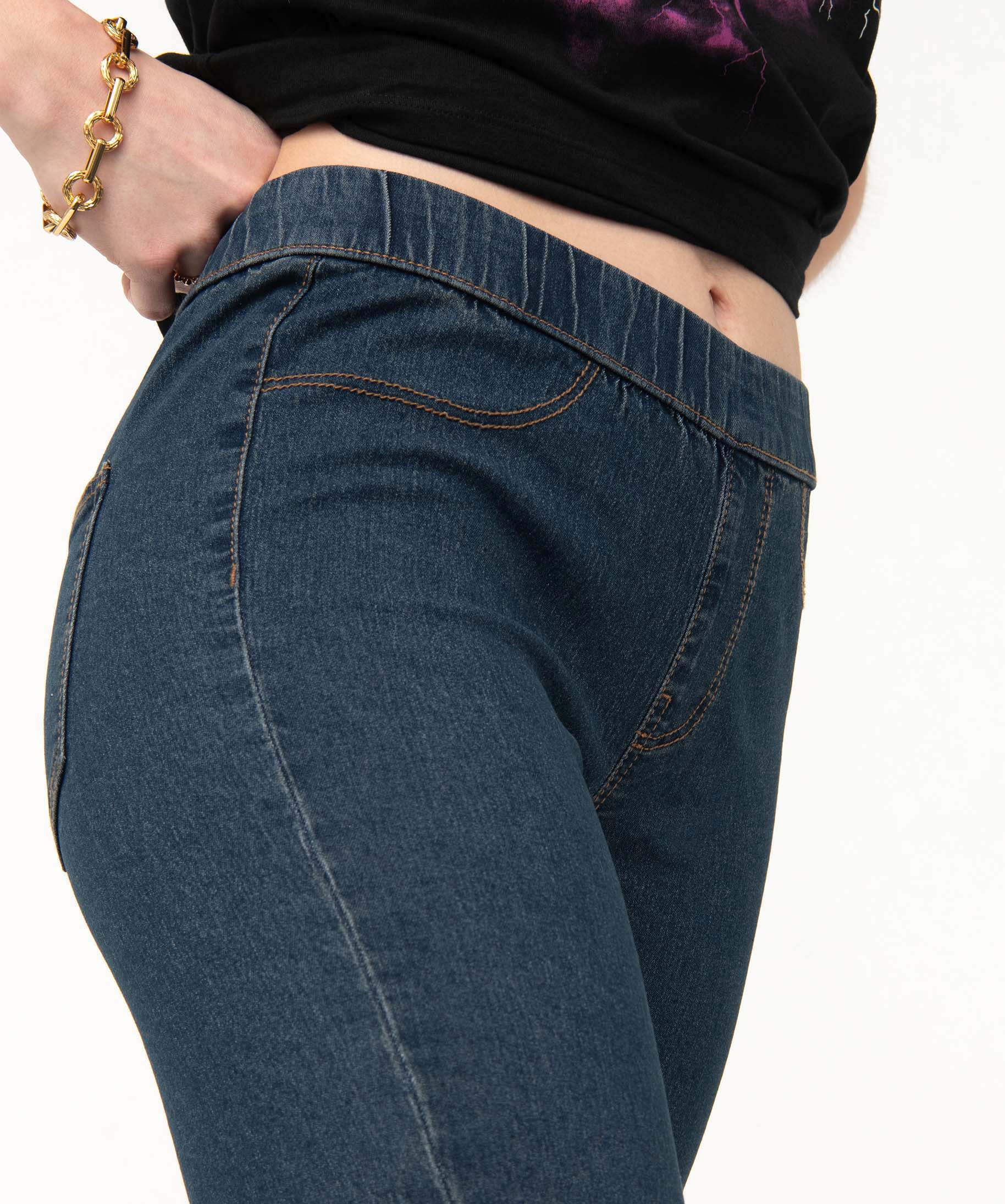 Jegging femme avec large ceinture élastique brut | GEMO