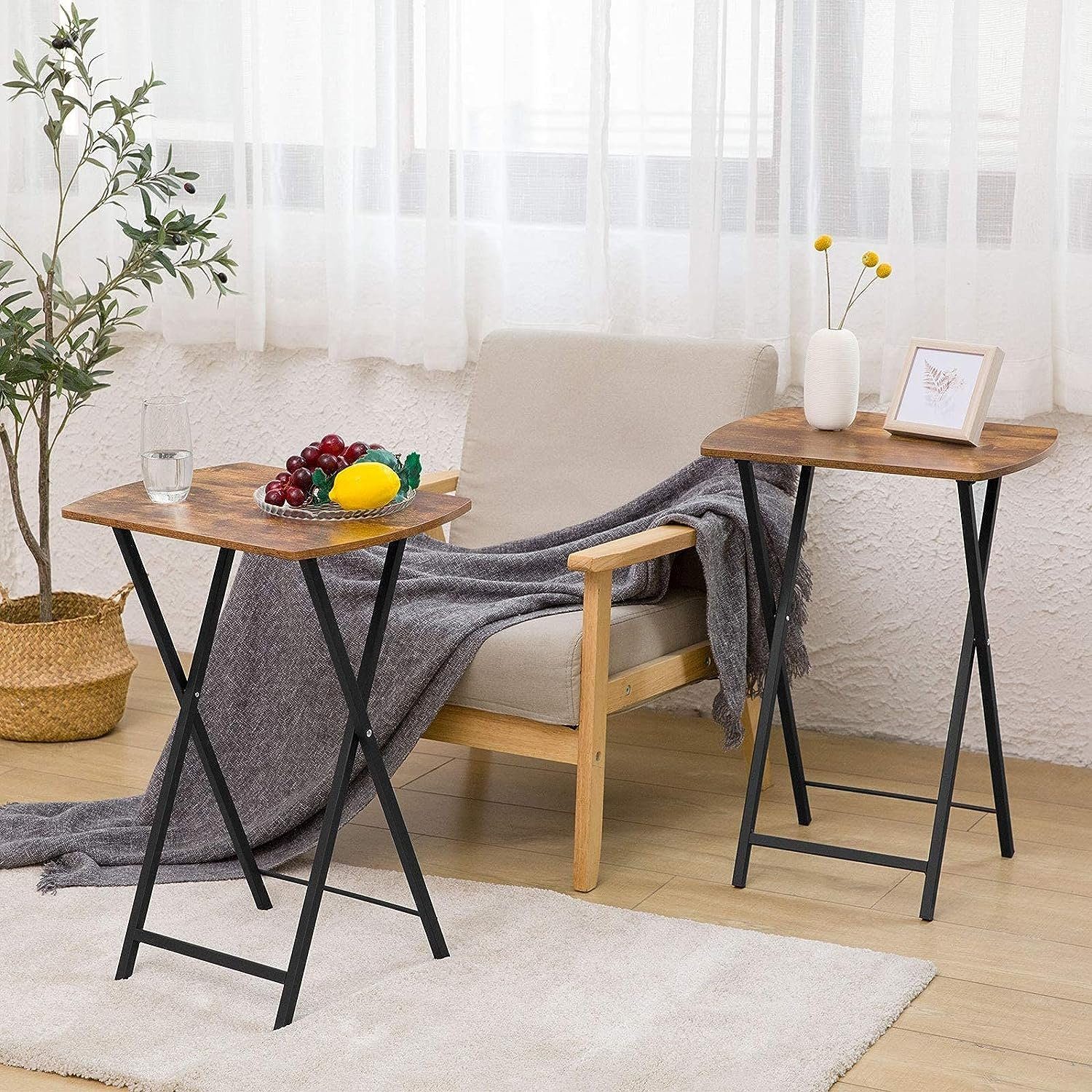 Hoobro Klapptisch Beistelltisch Klappbar, Kleiner Sofatisch, Tablett Tisch