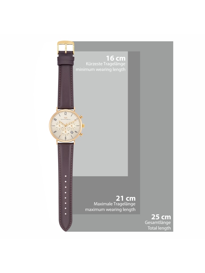 Rhodenwald & Söhne Herren Chronograph gelbgold Echtleder braun in braun günstig kaufen 21 cm