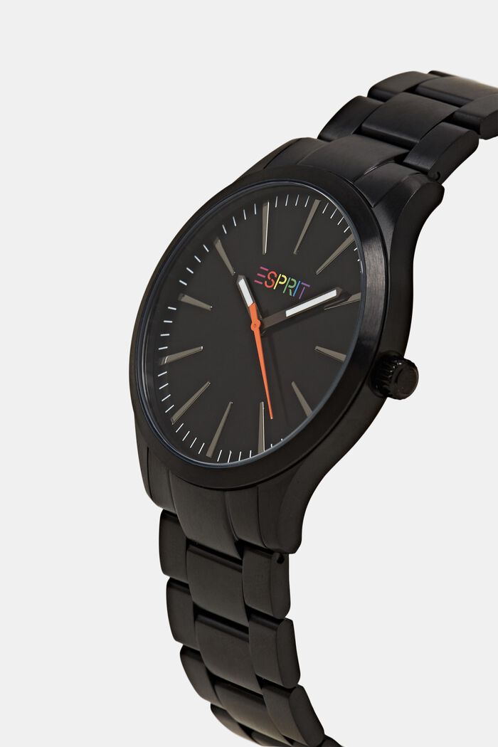 Edelstahl-Armbanduhr mit mehrfarbigem Logo