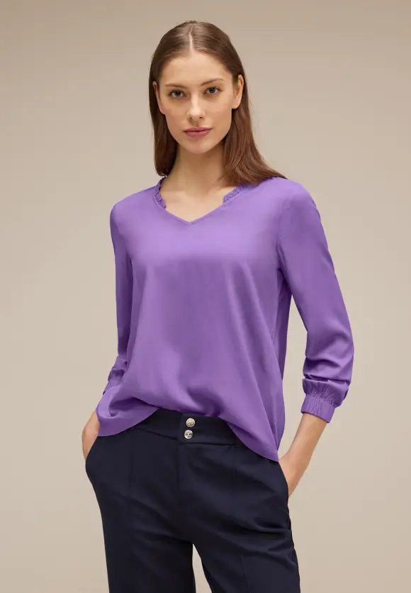 Street One Unifarbene Bluse mit Rüschen