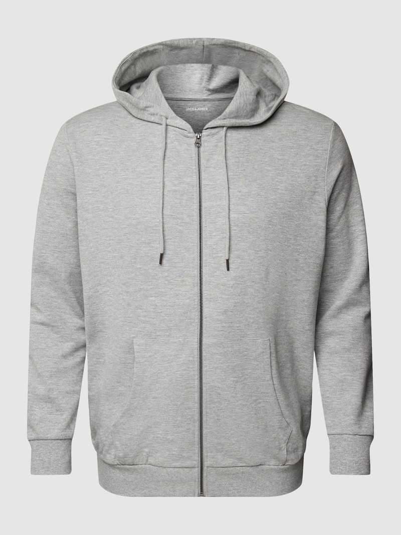 PLUS SIZE Sweatjacke mit Kapuze Modell 'BASIC' in hellgrau meliert