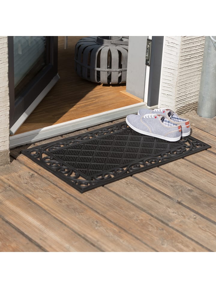 relaxdays Fußabtreter Blumenranke in Schwarz - (B)75 x (T)45 cm günstig kaufen onesize