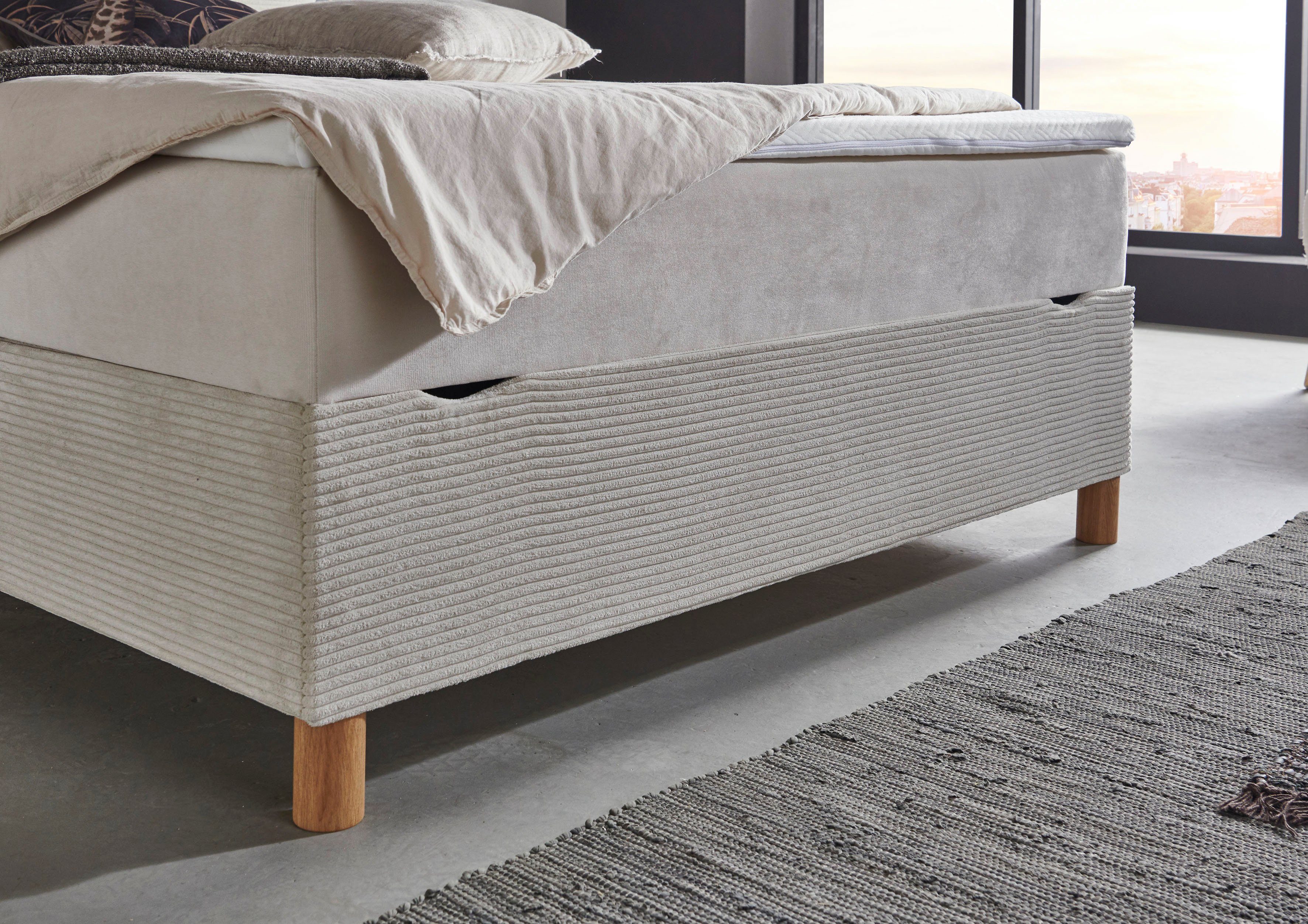 meise.möbel Boxbett Korsika, mit Bettkasten und Topper, Bezug aus einem Stoff- und Cordmix