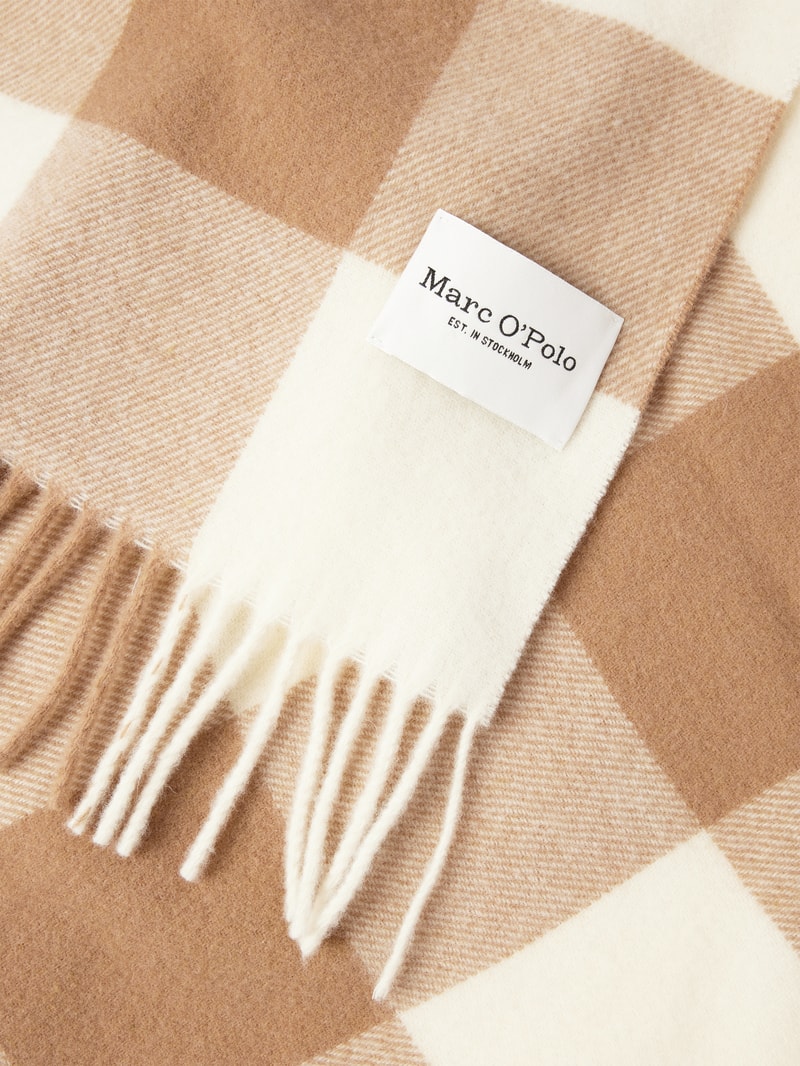 Wollschal mit Karomuster in beige