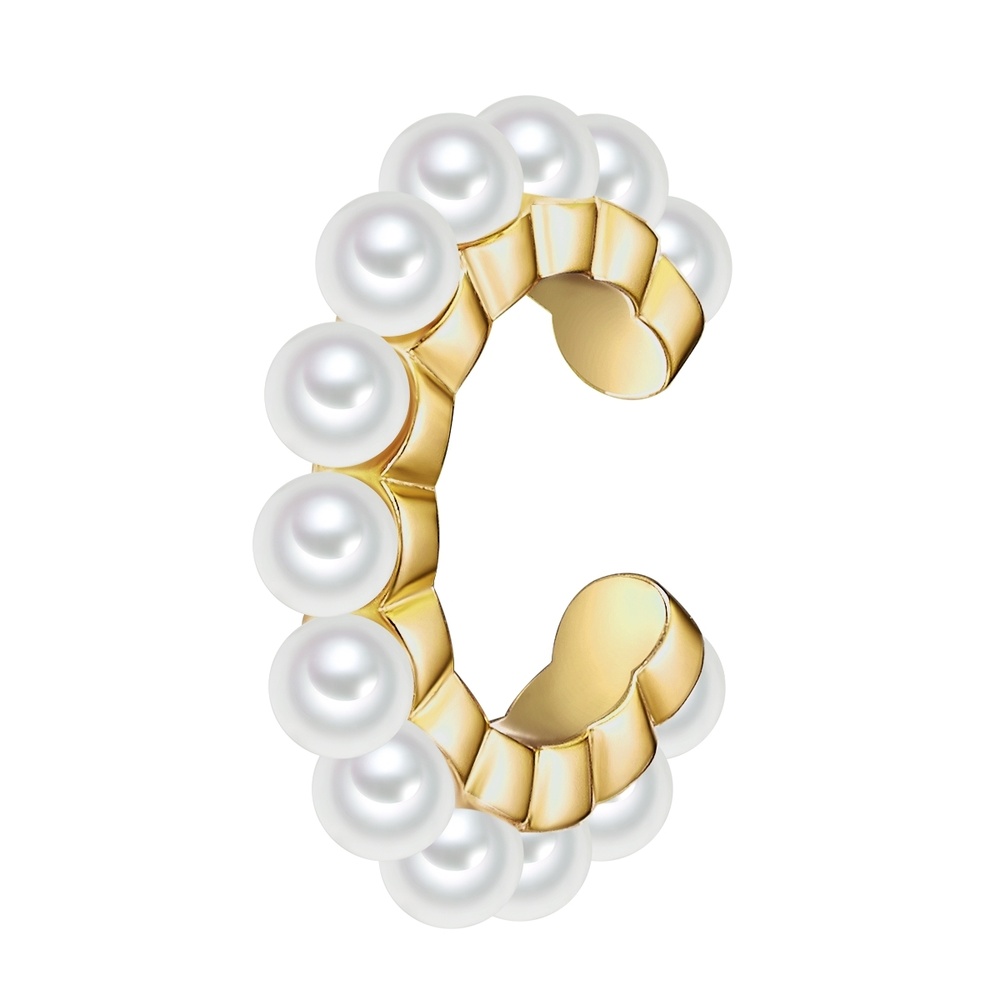 Glanzstücke München Manchette d'oreille en argent Argent sterling Perles organiques en Or jaune Boucles d'oreilles