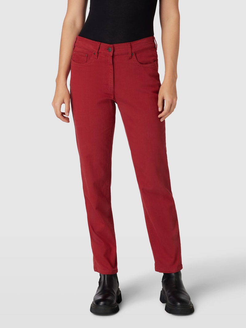 Straight Fit Jeans im 5-Pocket-Design Modell 'Greta' in rot