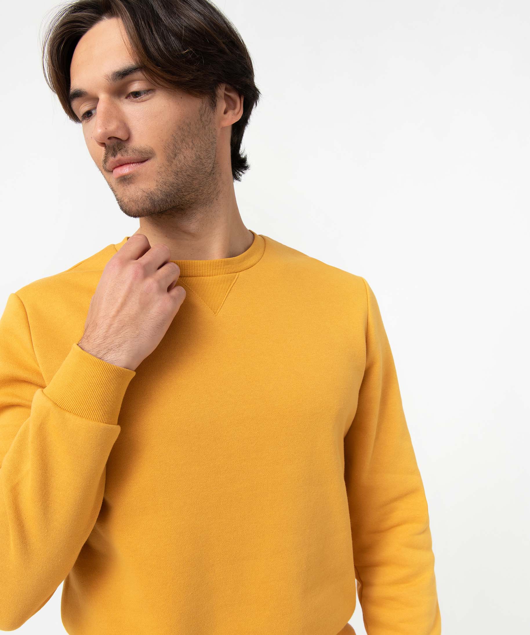 Sweat homme avec intérieur molletonné jaune | GEMO