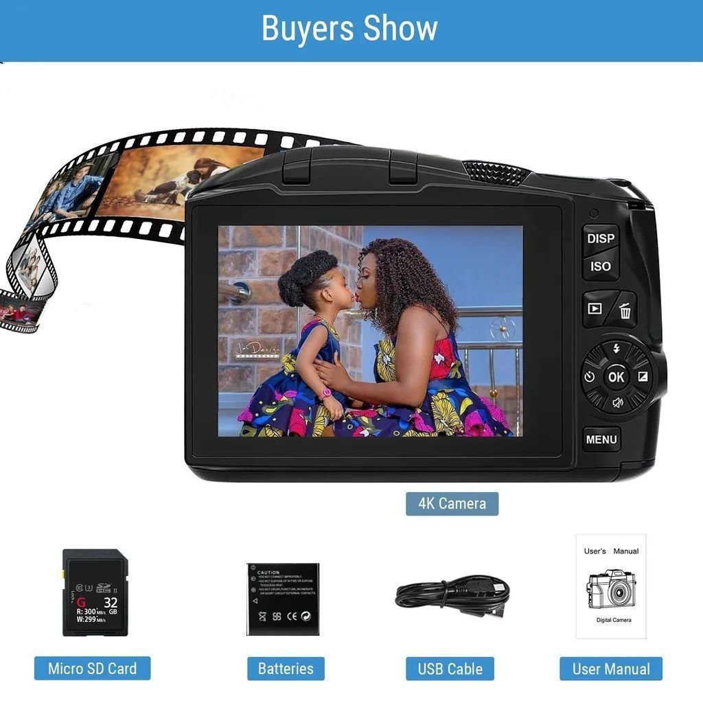 Fine Life Pro R3S Digitalkamera 4K 48MP Superzoom-Kamera (48 MP, 16x opt. Zoom, WLAN (Wi-Fi), inkl. Digitalkamera, 48 MP, 16X Digitalzoom Kompaktkamera)