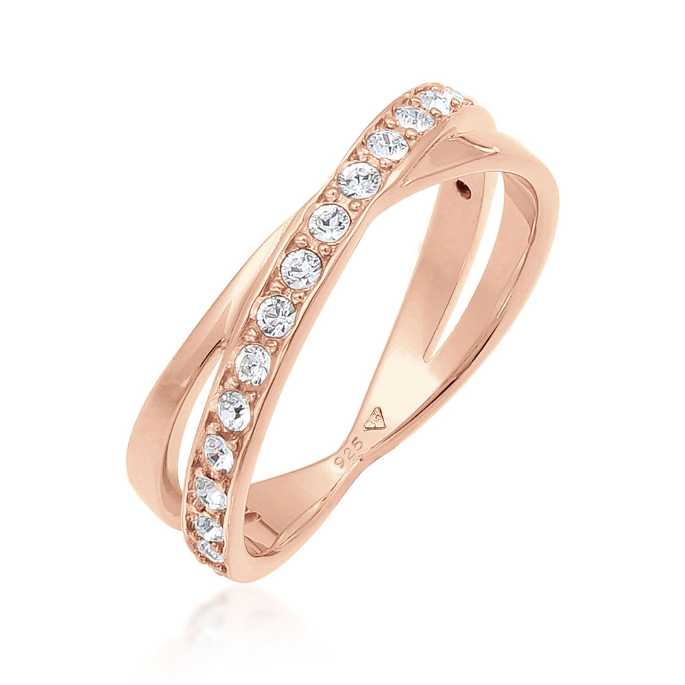 Elli Elli Bague Femmes Enroulement Élégant avec Cristaux en Argent Sterling 925 Bague