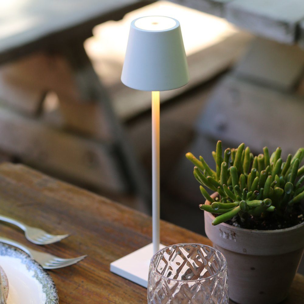 Zafferano LED Tischleuchte LED Akku Tischleuchte Poldina Micro in Weiß 1,8W 142lm IP65, keine Angabe, Leuchtmittel enthalten: Ja, fest verbaut, LED, warmweiss, Tischleuchte, Nachttischlampe, Tischlampe