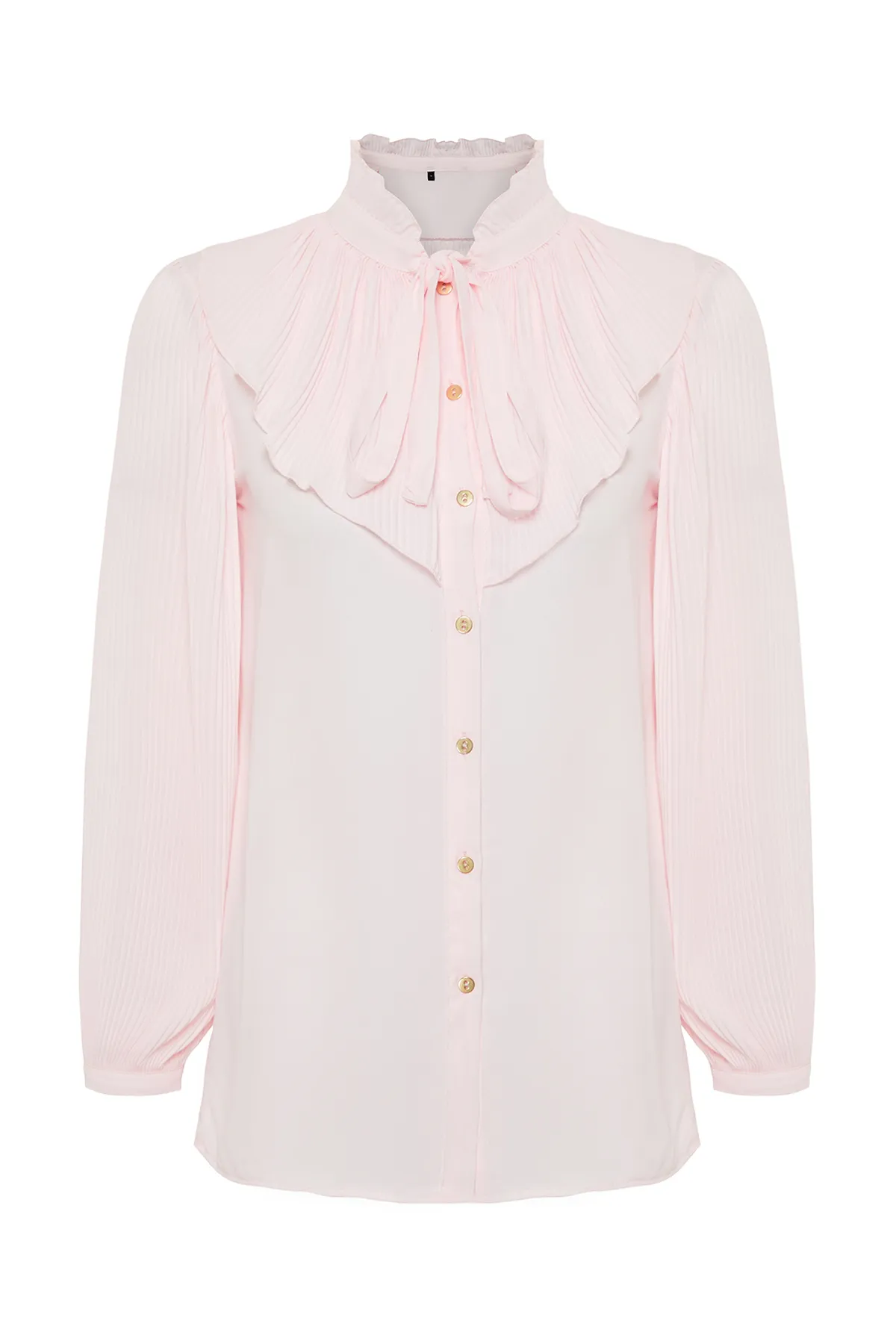 Trendyol Modest  Gewebtes Hemd aus Chiffon mit Puderrüschen TCTSS24TG00014