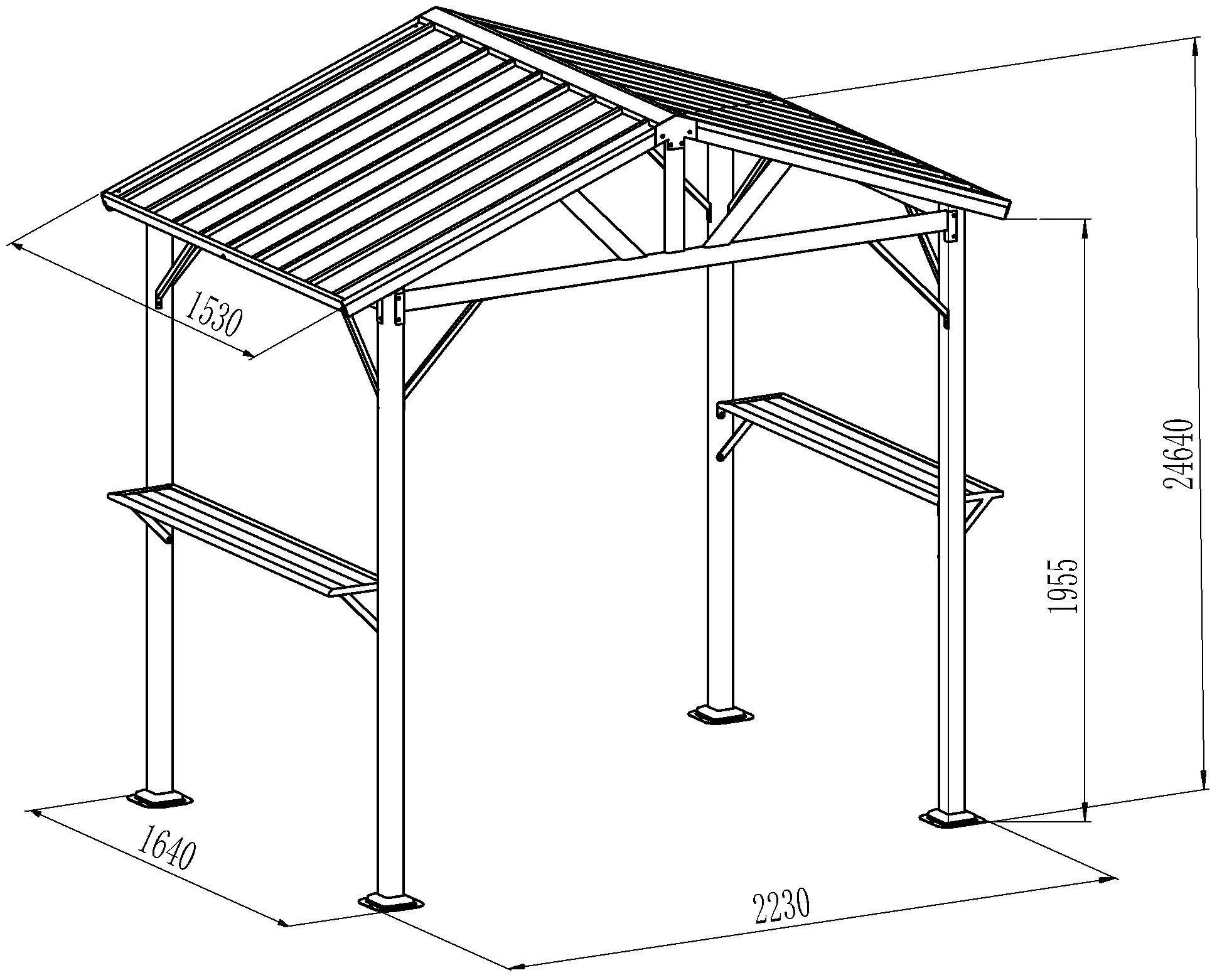 KONIFERA Grillpavillon Lissabon, BxT: 244x153 cm, mit verzinktem Stahldach und Stahlgestell